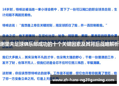 谢里夫足球俱乐部成功的十个关键因素及其背后战略解析 谢里夫足球俱乐部成功的十个关键因素及其背后战略解析